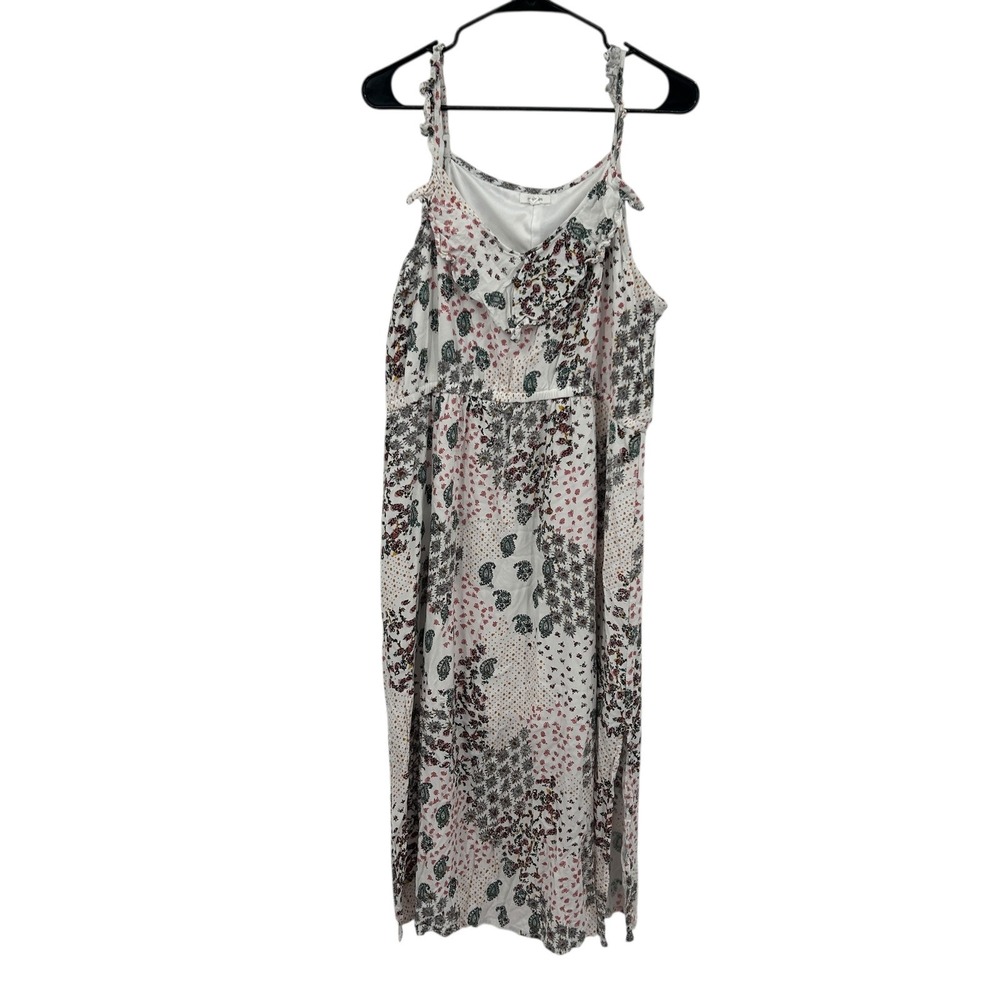 Floral Maxi Dress XL Spaghetti Strap Ruffle Lightweight Casual Feminine Resort